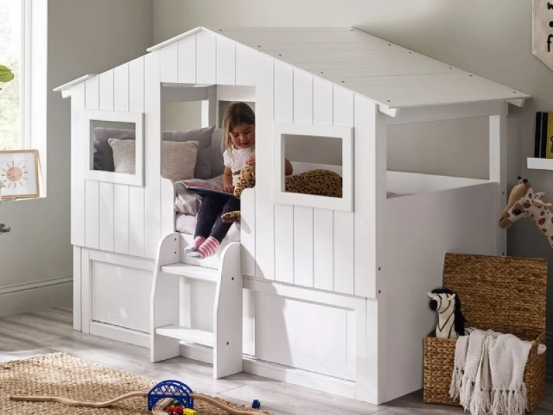 Image of Julian Bowen Acorn White Wooden Mid Sleeper Bed Frame - 3ft Single