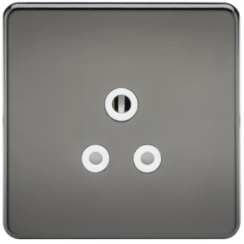 Image of KnightsBridge 1G 5A Screwless Black Nickel Round Pin 230V Unswitched Electrical Wall Socket - White Insert