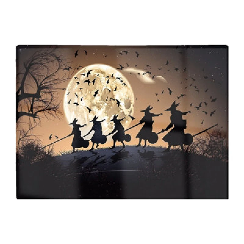 Image of Warren Reed Designer Witches Riding Broomsticks Glass Chopping Board