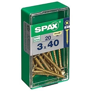 Image of Spax Pz Countersunk Zinc Yellow Screws - 3 X 40mm Pack Of 20