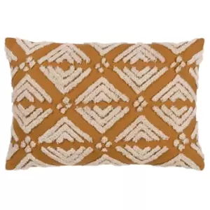 Image of Taya Rectangular Cotton Tufted Cushion Gold / 40 x 60cm / Polyester Filled