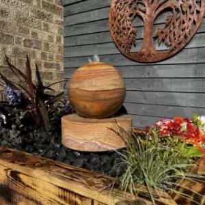 Image of Sandstone Millstone & Sphere 38cm Solar Powered Water Feature