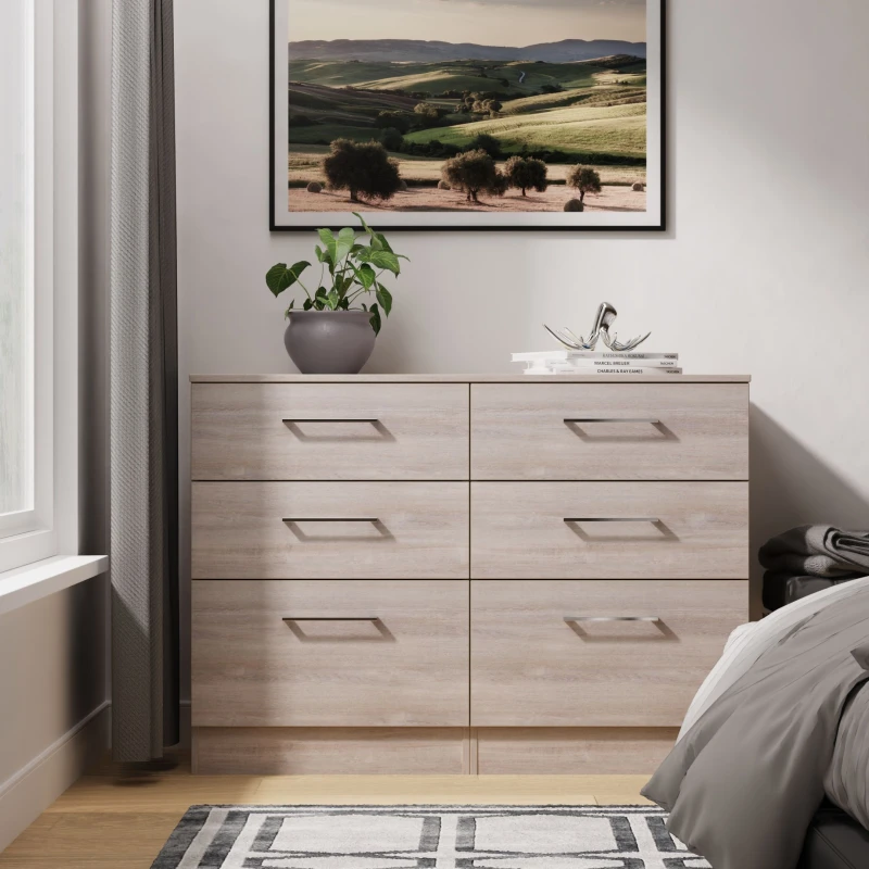 Image of Ready Assembled 2 U Gloucester 6 Drawer Wide Chest (Ready Assembled) in Light Grey Light Grey Unisex
