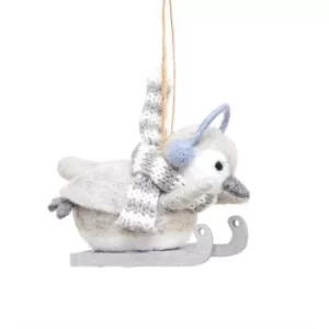 Image of Penguin on Sledge Felt Decoration