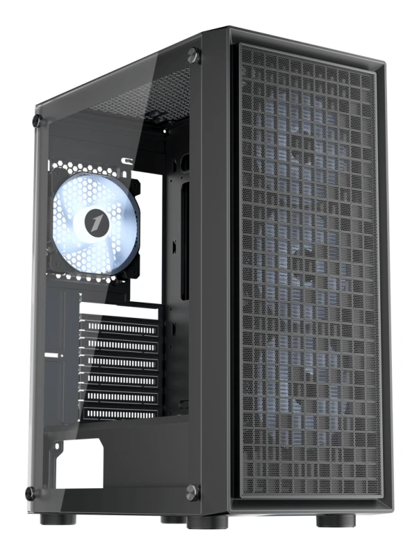 Image of 1st Player Go6-WH-4FS1 Tempered Glass Mid Tower Gaming Case - Black GO6-BK