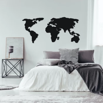 Image of World Map 2 - Black Decorative Metal Wall Accessory