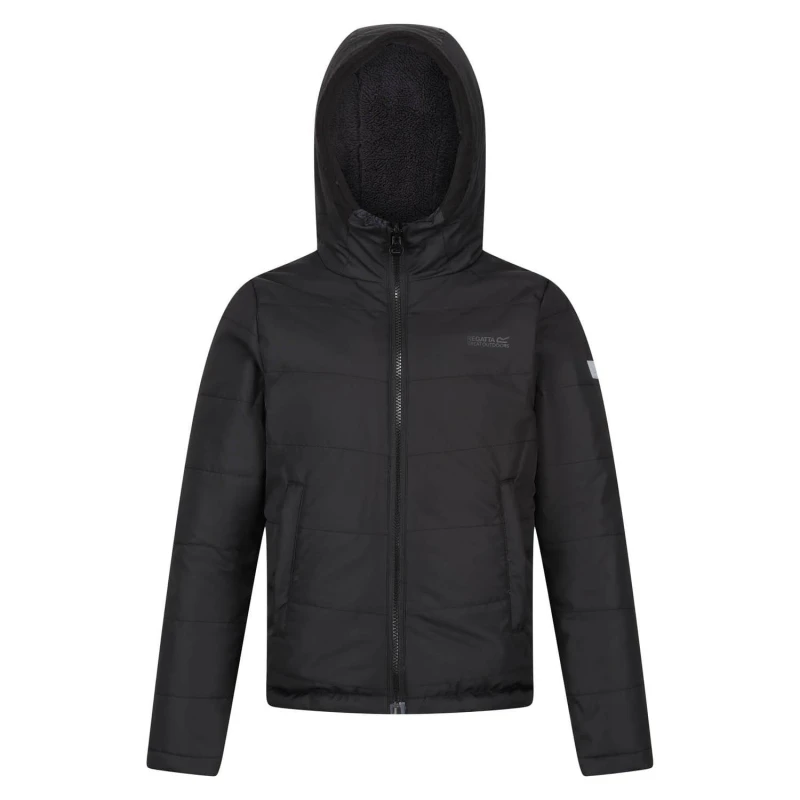 Image of Regatta Boys Kyrell Reversible Borg Jacket 5-6 Years - Chest 59-61cm (Height 110-116cm) Black/Seal Grey RKN142B-28P-5