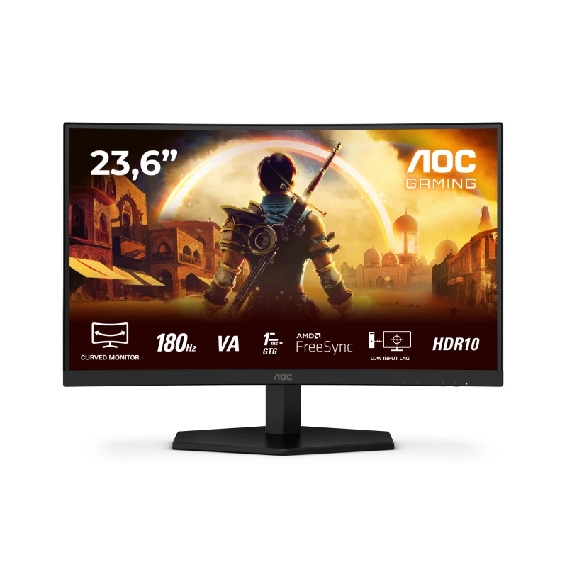 Image of AOC C24G42E Full HD 24" Curved VA WLED Gaming Monitor - Black & Red, Black,Red 4038986142625