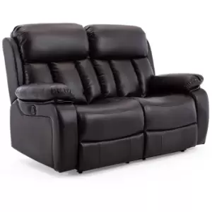 Image of Chester high back electric bond grade leather recliner 3+2+1 sofa armchair set brown 2 seater - Brown