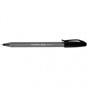 Image of Paper Mate InkJoy 100 Ballpoint Stick Pen, Extra Fine 0.5mm Tip, Translucent Black Barrel, Black Ink
