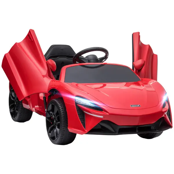 Image of HOMCOM McLaren Officially Licensed Children's Electric Ride-On Car with Scissor Doors, 12V Battery, Parental Remote Control, Sound Effects, MP3, Red