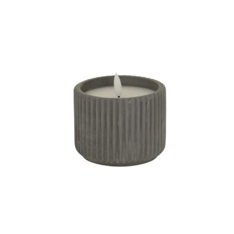 Image of Luxe Collection Natural Glow Grey Ribbed Medium LED Candle