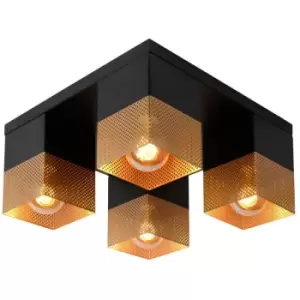 Image of Lucide RENATE - Flush Ceiling Light - 4xE27 - Matt Gold, Brass