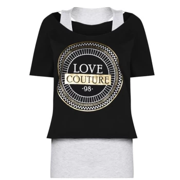 Image of Golddigga Double Layer T Shirt Ladies - Black/Grey