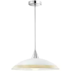 Image of Merano Daly Dome Pendant Ceiling Light Chrome Metal White Glass, Gold Iridescent LED E27att