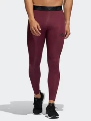 Image of adidas Techfit 3-Stripes Long Tights, Red, Size S, Men