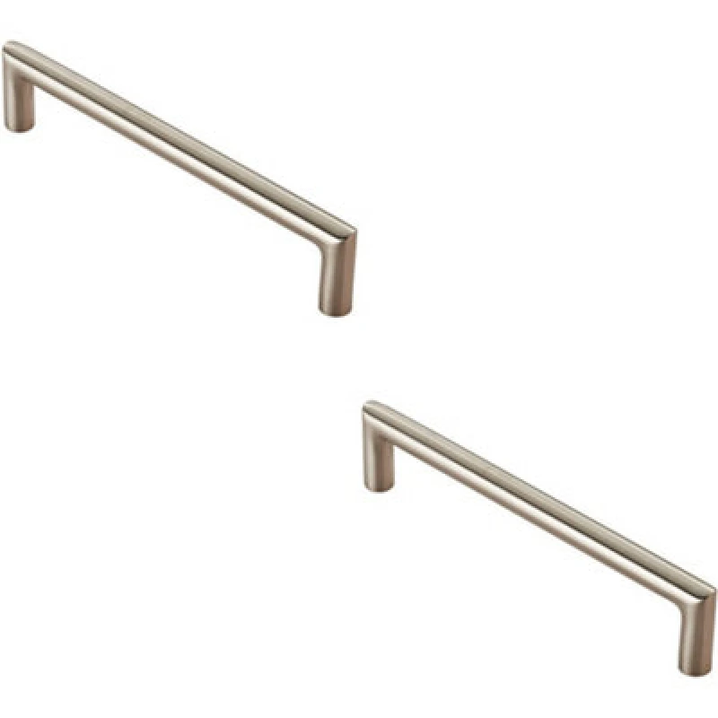 Image of Loops 2x Mitred Round Bar Pull Handle 138 x 10mm 128mm Fixing Centres Satin Steel Metallics unisex