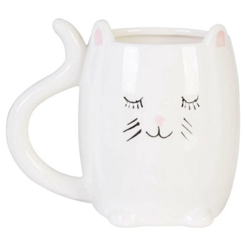 Image of Premier Housewares Gigil Cat Animal Ceramic Mug White unisex