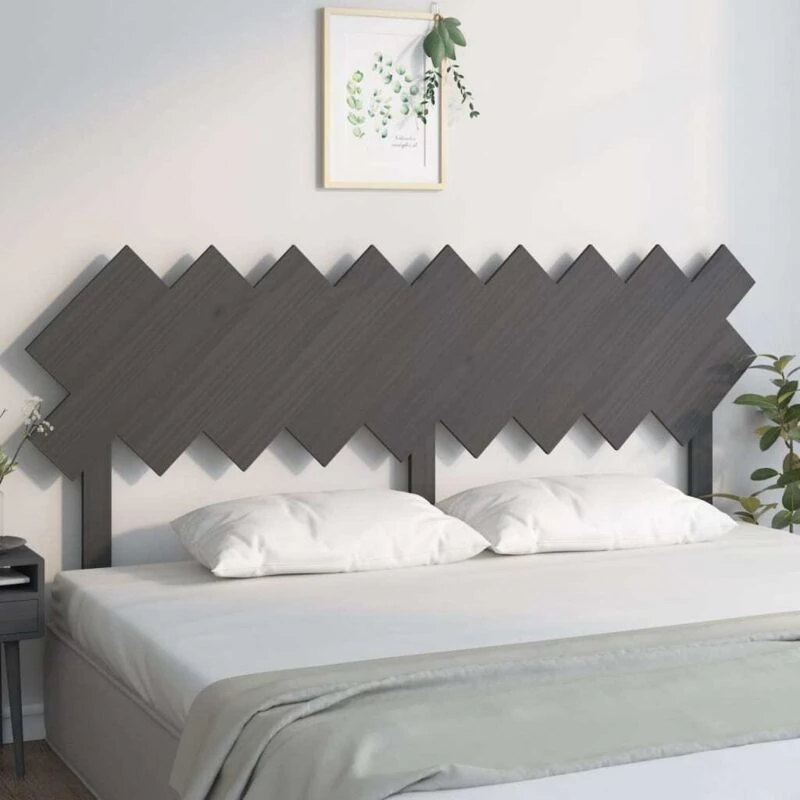 Image of Vidaxl Bed Headboard Grey 178X3X80.5cm Solid Wood Pine, Grey 819237
