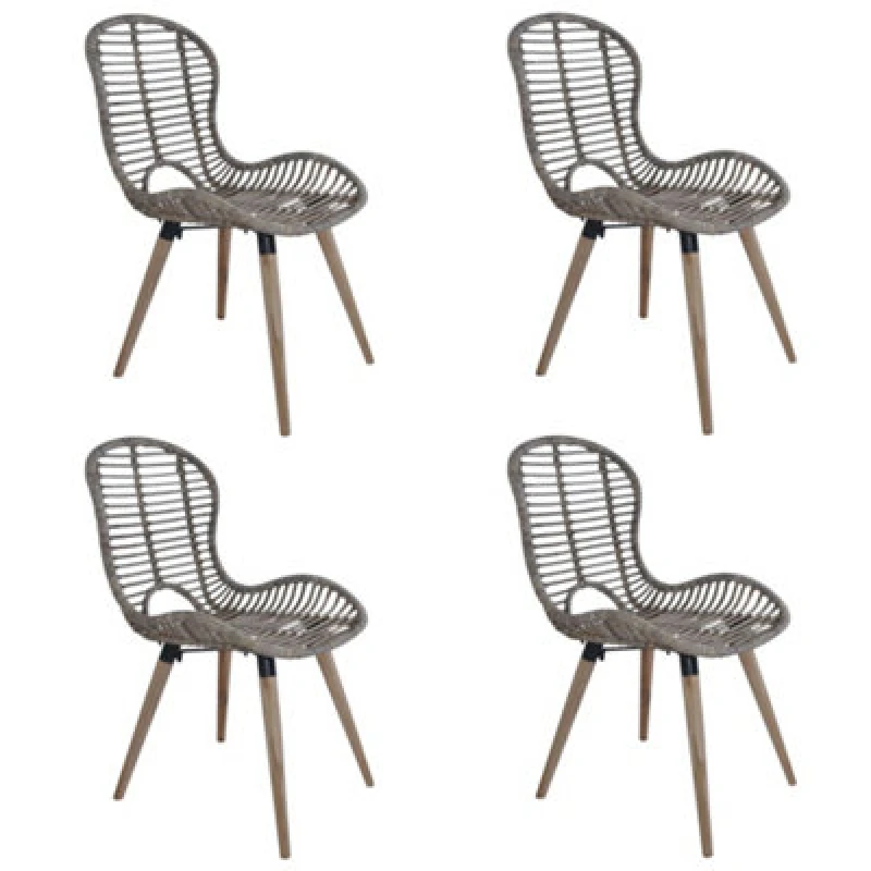 Image of VIDAXL Dining Chairs 4 pcs Brown Natural Rattan Vidaxl 8718475617068