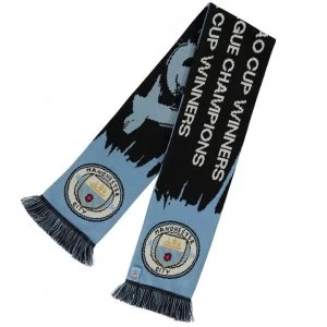Image of Team MCFC Treble Win Scarf - Sky