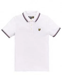 Image of Lyle & Scott Boys Tipped Short Sleeve Polo Shirt - White, Size 3-4 Years