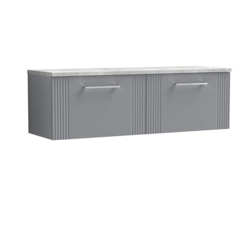 Image of Nuie Deco Wall Hung 2-Drawer Vanity Unit & Bellato Grey Laminate Worktop, Counter Top Vanity Unit In Satin Grey, 1200mm