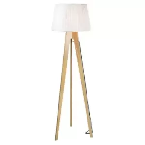 Image of Larissa Lighting - Larissa Kozani Tripod Floor Lamp 1 Light Wood Shade