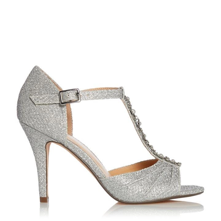 Image of Roland Cartier Silver 'Maggie' Stiletto Heel T-Bar Sandals - 3