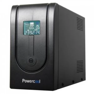 Image of POWERCOOL 1500VA Smart UPS 900W LCD Display 3 x UK Plug 2 x RJ45 3 x IEC USB