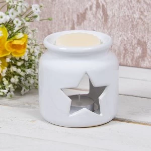 Image of Ceramic White Star Wax Oil Warmer By Lesser & Pavey