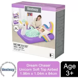 Image of Bestway - Childrens Dream Chaser Unicorn Soft Top Airbed, 77'x41x33' for 3Y+