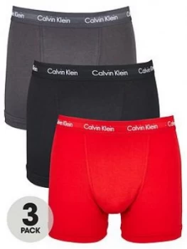 Image of Calvin Klein 3 Pack Trunk - Black/Grey/Red, Size S, Men