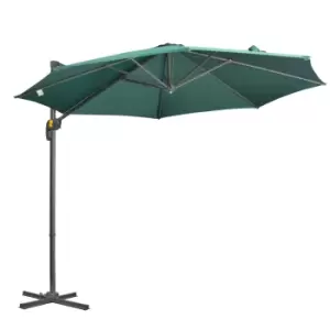 Image of Outsunny 3 x 3(m) Cantilever Parasol with Cross Base, Garden Umbrella with 360° Rotation, Crank Handle and Tilt for Outdoor, Patio, Green