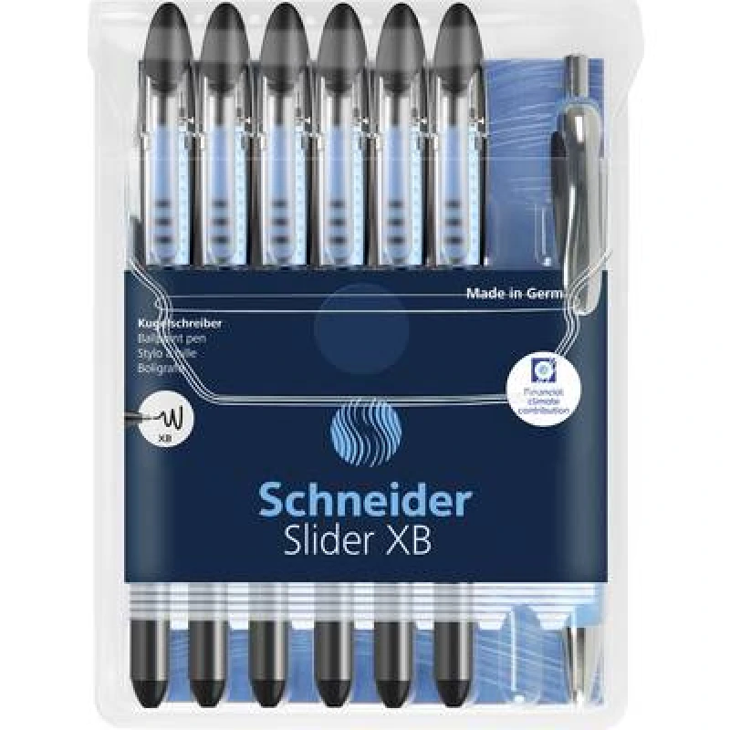 Image of Schneider Schreibgeraete Schneider Schreibgeraete Kugelschreiber Slider Basic XB Rave 6er Etui + Slider Rave XB schwarz 151276 Ballpoint pen N