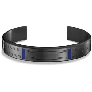 Image of Mens Tommy Hilfiger Black Ion-plated Steel Bangle 2700760