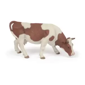 Image of Papo Farmyard Friends Grazing Simmental Cow Toy Figure, 10 Months...