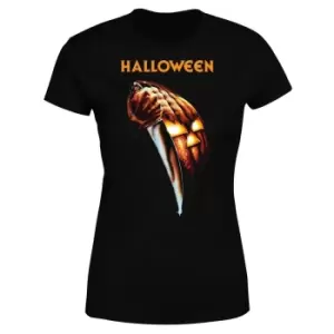 Image of Halloween Pumpkin Womens T-Shirt - Black - S