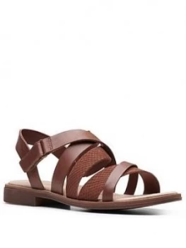 Image of Clarks Declan Mix Flat Sandal - Mahogany