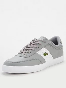 Image of Lacoste Court-Master Leather Trainers - Grey, Size 8, Men