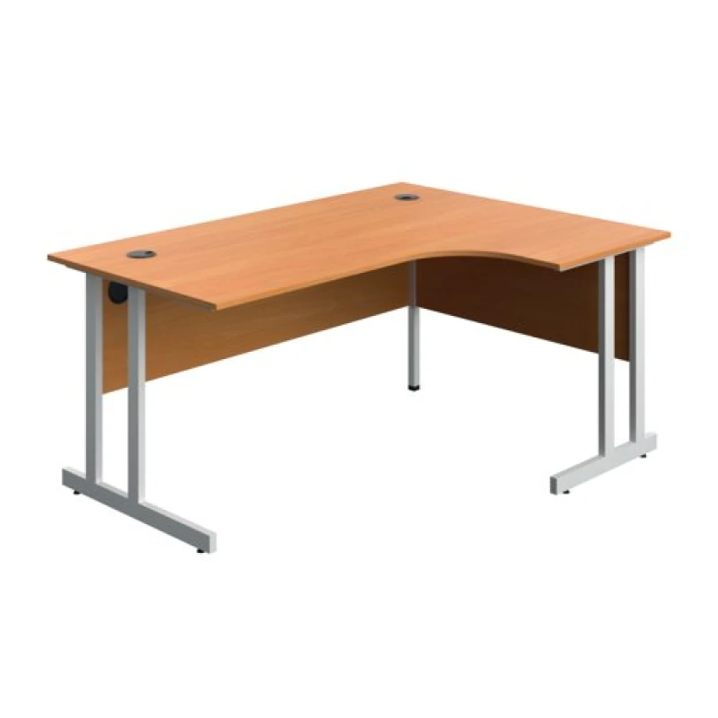 Image of Serrion Twin Upright Right Hand Corner Desk 1600x1200x730mm Beech/White KF800303