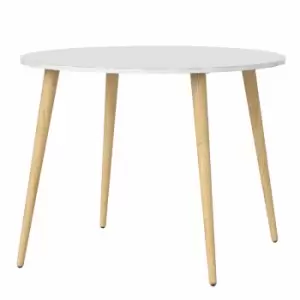 Image of Oslo Circular Dining Table White 100cm, White/Oak