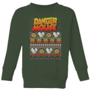 Image of Danger Mouse Pattern Knit Kids Sweatshirt - Forest Green - 7-8 Years