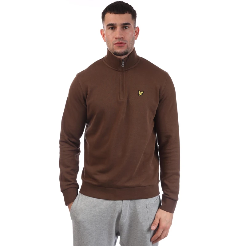 Image of Lyle and Scott Loopback Quarter Zip Sweatshirt Brown male L