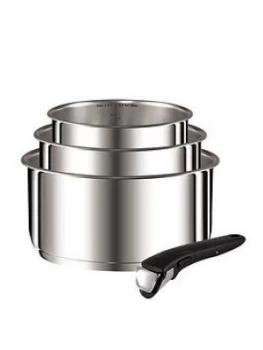 Image of Tefal Ingenio 4 Piece Saucepan Set - Stainless Steel