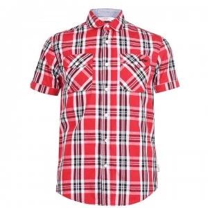 Image of Lee Cooper SS Check Shirt Mens - Red/White/Black