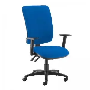Image of Senza extra high back operator chair with adjustable arms - Scuba Blue