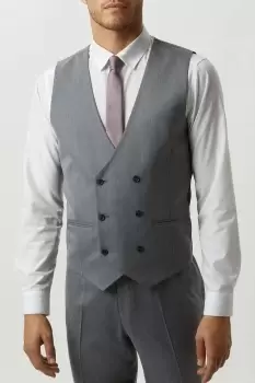 Image of Tailored Fit Grey Mini Herringbone Waistcoat