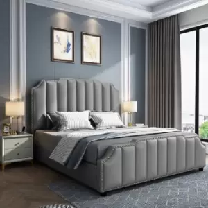 Image of Arnold Upholstered Beds - Plush Velvet, Small Double Size Frame, Grey - Grey