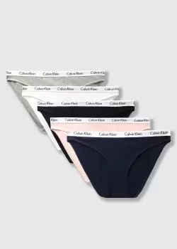 Image of Calvin Klein Womens Logo Tape Bikni Underwear 5 Pack In B/W/Gh/Nt/Sl
